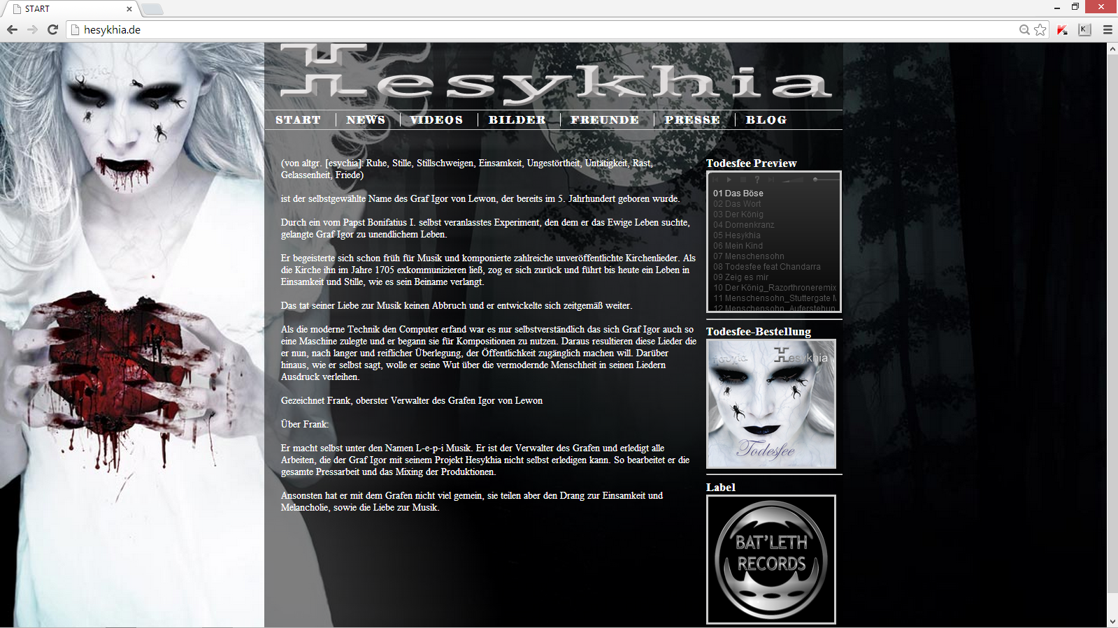 Website von Hesykhia - beim klick kommen Sie auf die Website der Band Hesykhia, die ich erstellt habe.